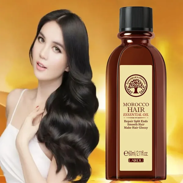 LAIKOU Morocco Hair Essential Argan Essence Oil Moisturizer Brightening Smooth Nourishing Repair Dry Damaged Hair 60ml