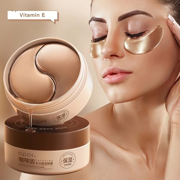 Oposi 80g/60pcs Caffeine Peptide Firming Eye Masks - Hyaluronic Acid & Collagen Infused, Lifts & Tightens Skin, Brightens, Smooths Wrinkles, Moisturizing Eye Care