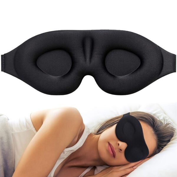 Sleep Eye Mask for Men Women, 3D Contoured Cup Sleeping Mask & Blindfold, Concave Molded Night Sleep Mask, Block Out Light, Soft Comfort Eye Shade Cover for Travel Yoga Nap, Black