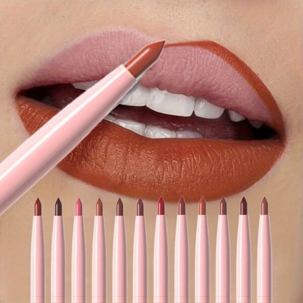 12-Piece Waterproof Matte Lip Liner Set: Long-Lasting, Durable, Easy to Color, Suitable for All Skin Types - Perfect for Holiday Gifts