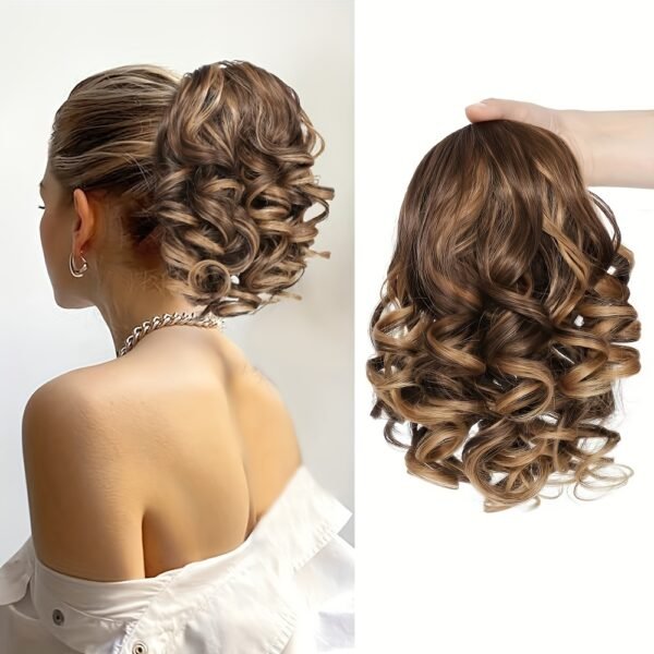 Women's Curly Wave Clip-In Ponytail Extensions - High Temperature Fiber, Easy Attachment, Versatile Styling for All Occasions, Ponytail Hair Extensions
