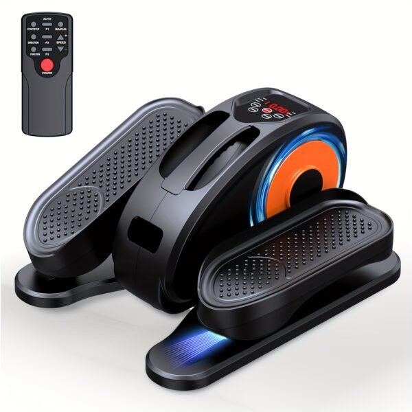 12-Speed Electric Elliptical Leg Exerciser - Quiet & Portable Under Desk Pedal Exerciser with Remote Control, Magnetic Resistance - Orange