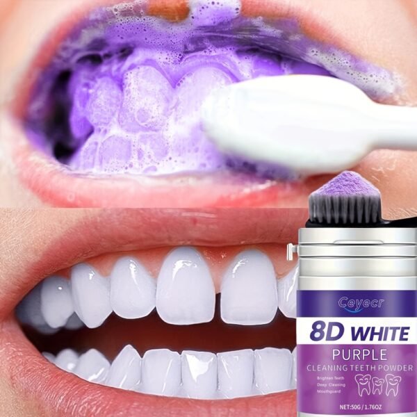 1.76oz Natural Pearl Essence Ceyecr Purple Teeth Whitening Powder - Deep Clean & Fresh Breath for Dental Care
