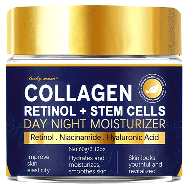 60g LUCKY MUSN Collagen, Retinol & Stem Cell Day & Night Moisturizer - Hydrates & Firms with Shea Butter, Niacinamide, Vitamin E - Alcohol-Free Cream for All Skin Types