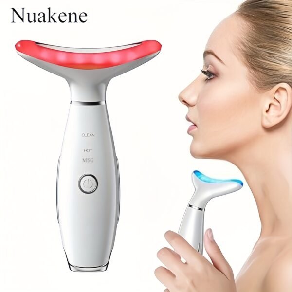 Rechargeable Nuakene Face & Neck Skin Care Beauty Meter, Vibrating Heating Massager for Home Neck & Facial Massage, Skin Care Gift for Women