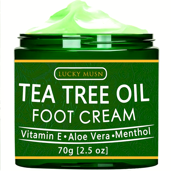 LUCKY MUSN Tea Tree Oil Foot Cream | 2oz | Aloe Vera, Hyaluronic Acid & Honey | Dry Skin Relief | All Skin Types | Winter, Autumn