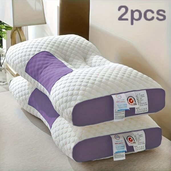 Buy 1 Get 1 Free, Total Of 2pcs Soft Knitted Massage Neck Pillow - Adjustable Ergonomic Orthopedic Contour Support, High Quality Pillow Core, Removable Cover for Sleeping Comfort